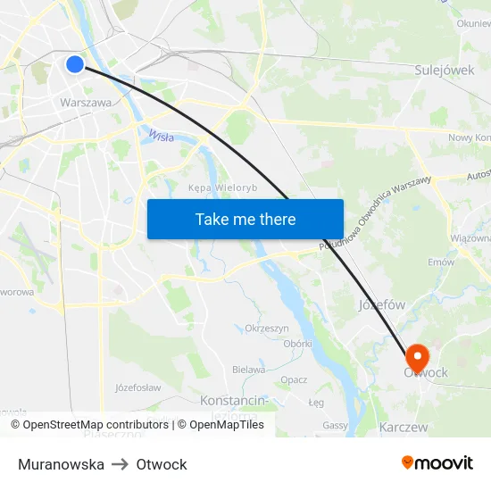 Muranowska to Otwock map