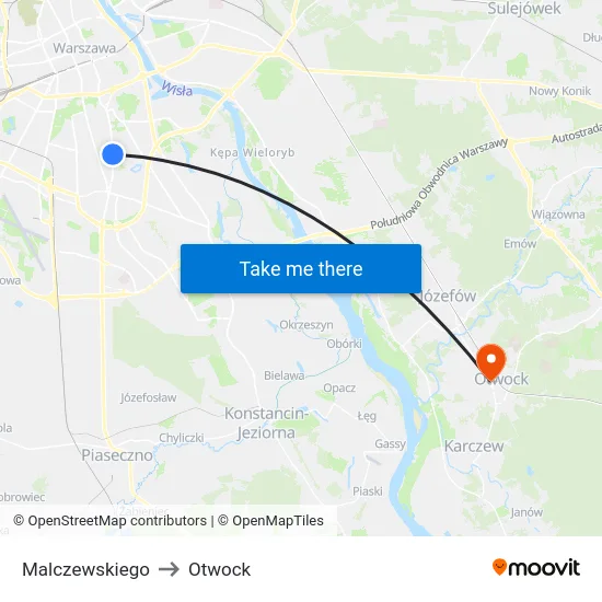 Malczewskiego to Otwock map