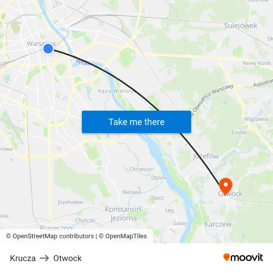 Krucza to Otwock map