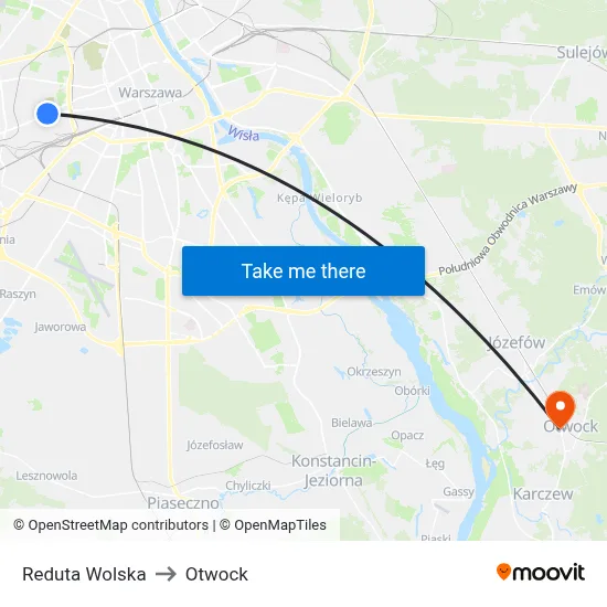 Reduta Wolska to Otwock map