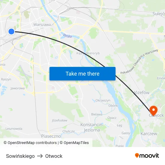 Sowińskiego to Otwock map
