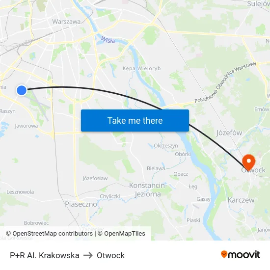 P+R Al. Krakowska to Otwock map