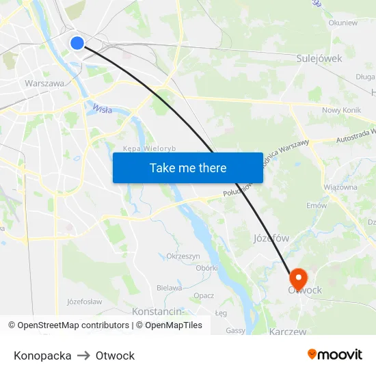 Konopacka to Otwock map