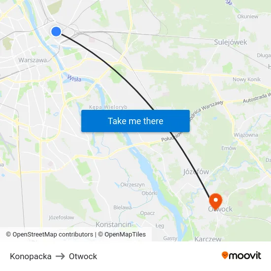 Konopacka to Otwock map