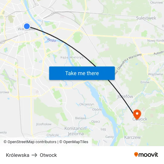 Królewska to Otwock map