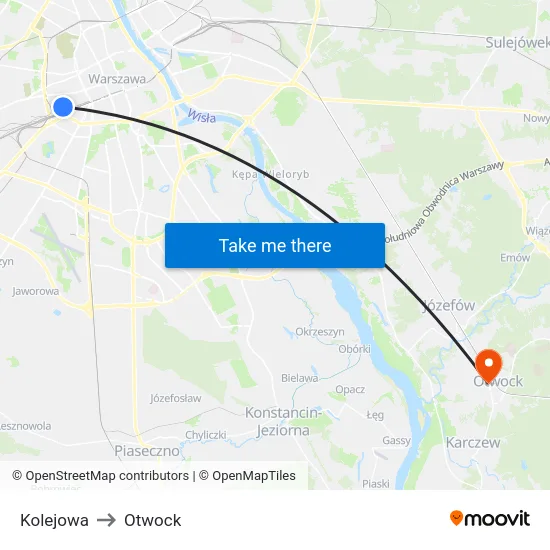 Kolejowa to Otwock map