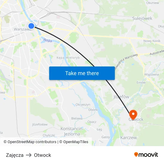 Zajęcza to Otwock map