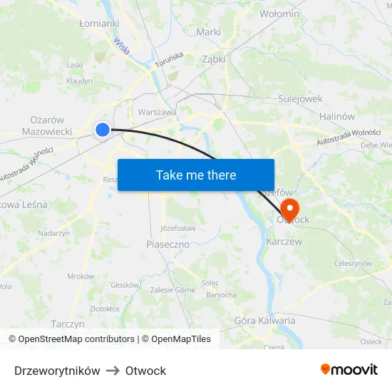 Drzeworytników to Otwock map