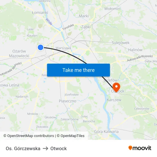 Os. Górczewska to Otwock map