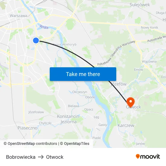 Bobrowiecka to Otwock map