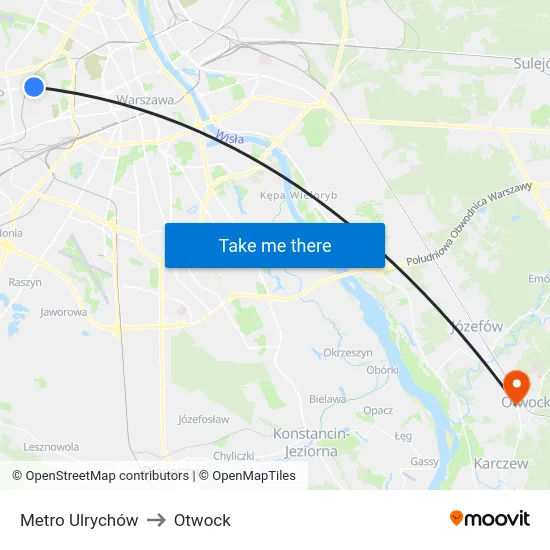 Metro Ulrychów to Otwock map