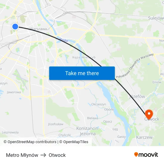 Metro Młynów to Otwock map