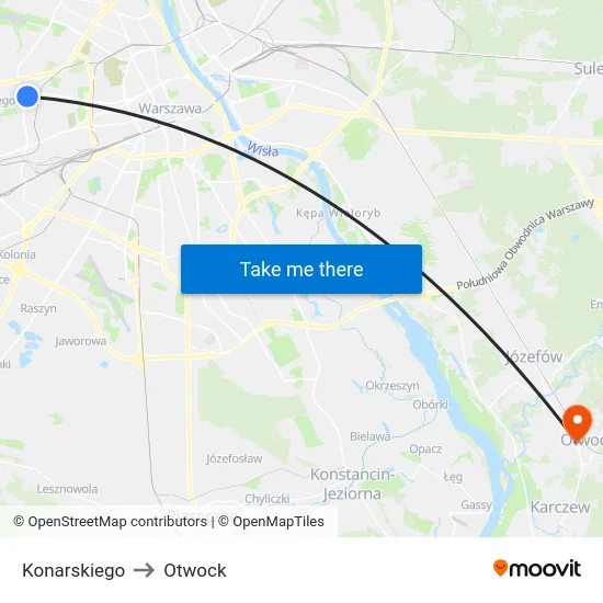 Konarskiego to Otwock map