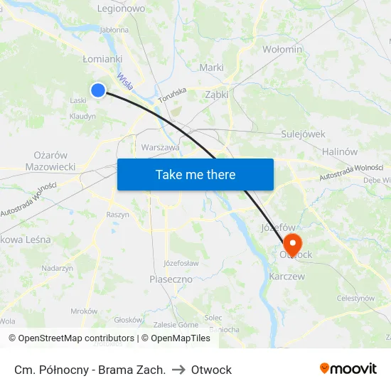 Cm. Północny - Brama Zach. to Otwock map
