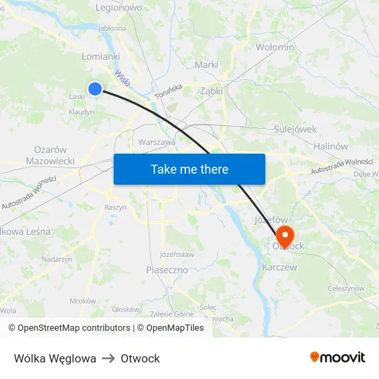 Wólka Węglowa to Otwock map