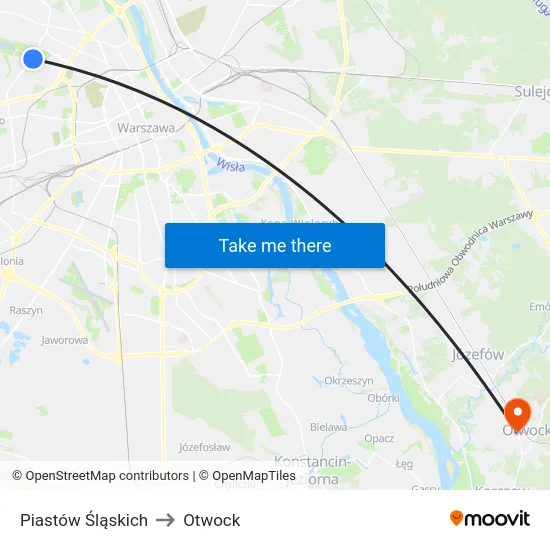 Piastów Śląskich to Otwock map