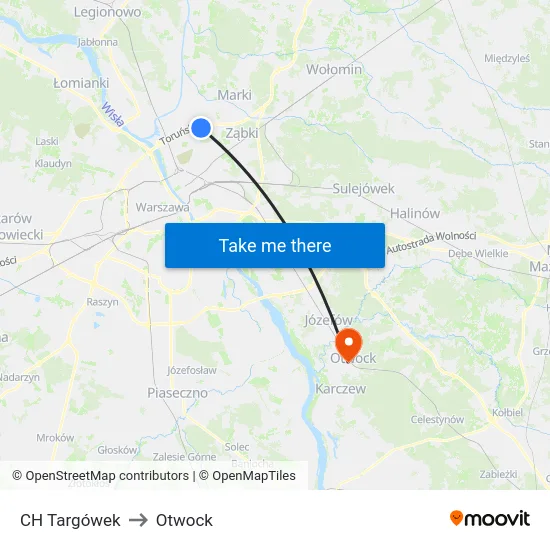 CH Targówek to Otwock map