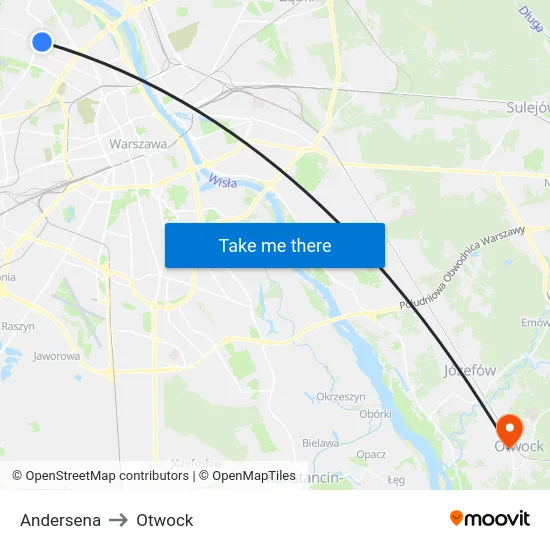 Andersena to Otwock map