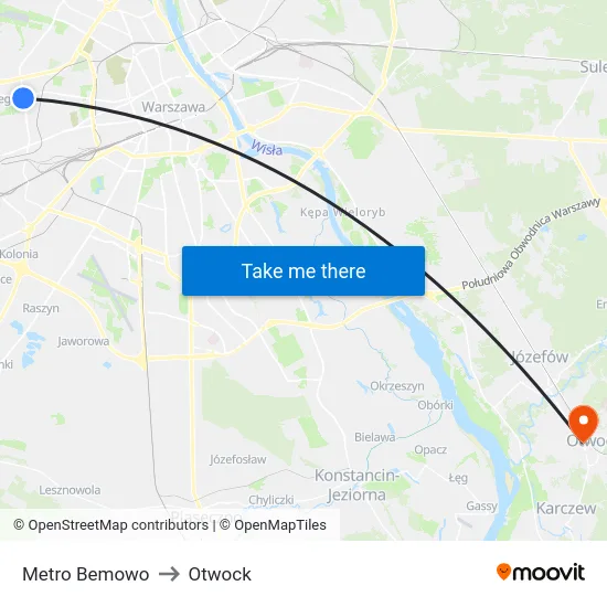 Metro Bemowo to Otwock map