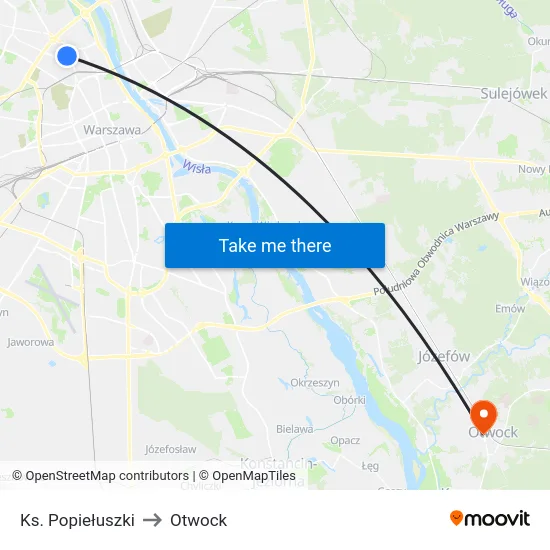 Ks. Popiełuszki to Otwock map