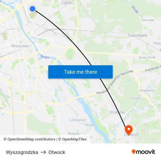 Wyszogrodzka to Otwock map