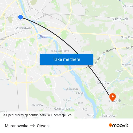 Muranowska to Otwock map