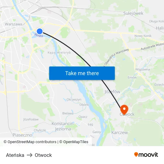 Ateńska to Otwock map