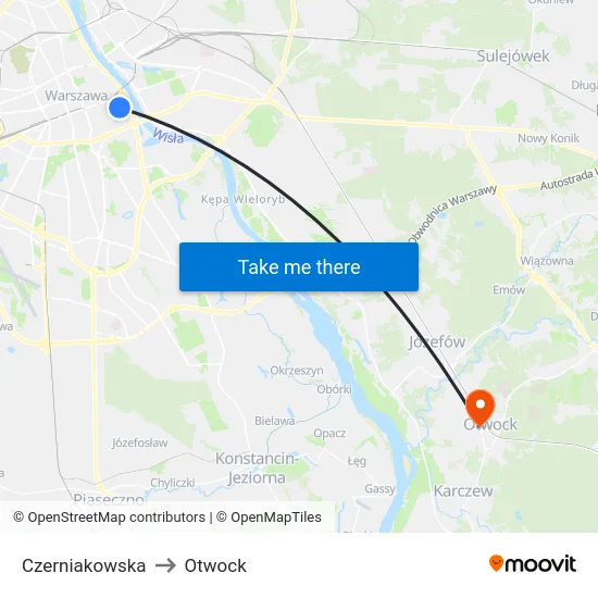 Czerniakowska to Otwock map
