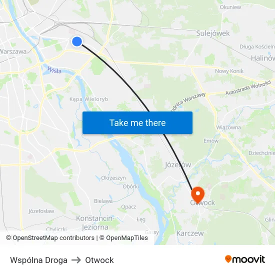 Wspólna Droga to Otwock map