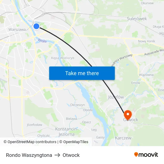 Rondo Waszyngtona to Otwock map