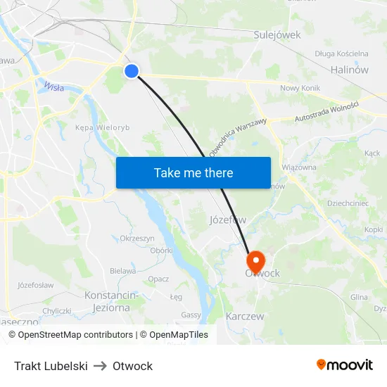 Trakt Lubelski to Otwock map