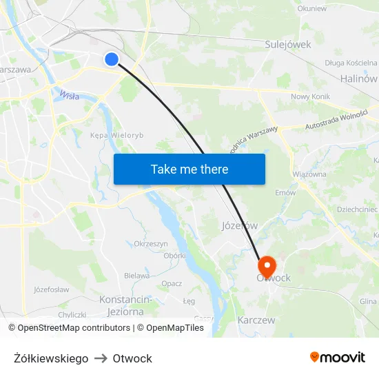 Żółkiewskiego to Otwock map