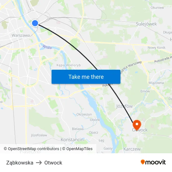 Ząbkowska to Otwock map