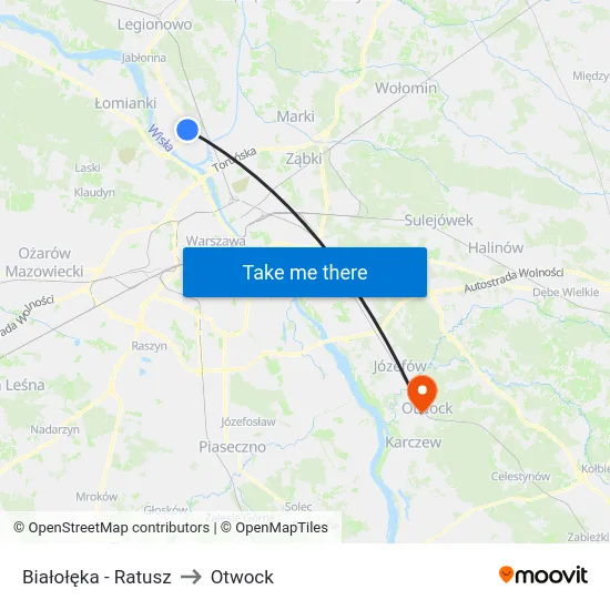 Białołęka - Ratusz to Otwock map