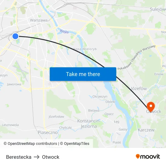 Berestecka to Otwock map