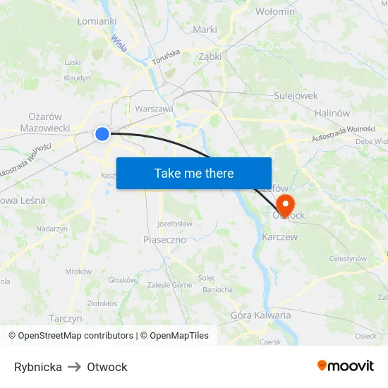 Rybnicka to Otwock map