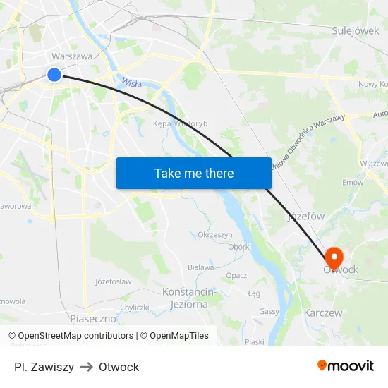 Pl. Zawiszy to Otwock map