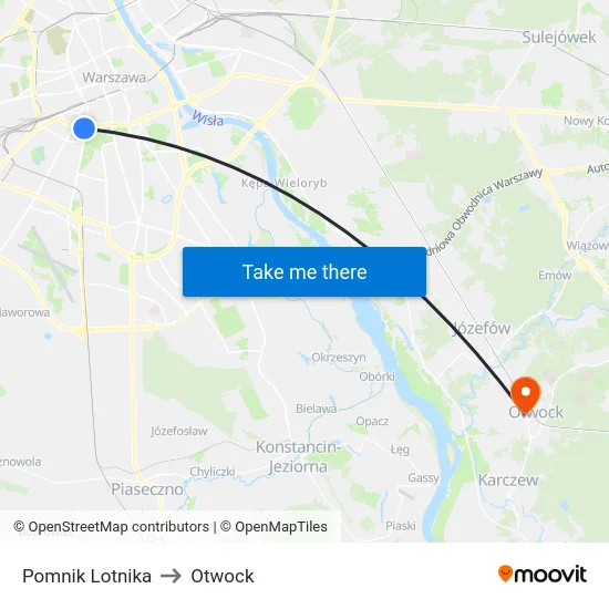 Pomnik Lotnika to Otwock map