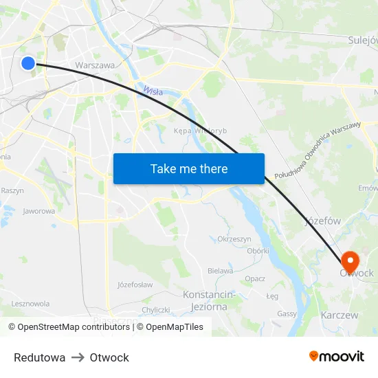 Redutowa to Otwock map