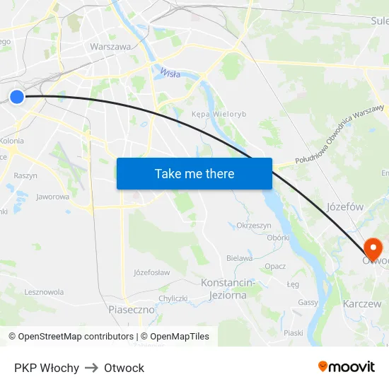 PKP Włochy to Otwock map