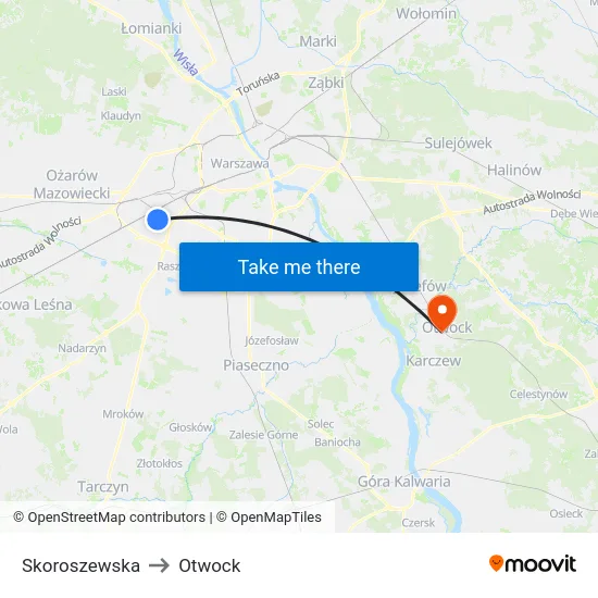 Skoroszewska to Otwock map