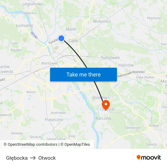 Głębocka to Otwock map