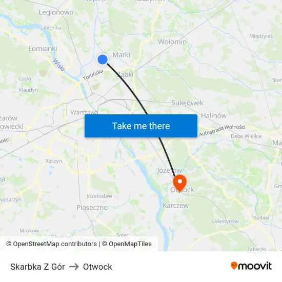 Skarbka Z Gór to Otwock map