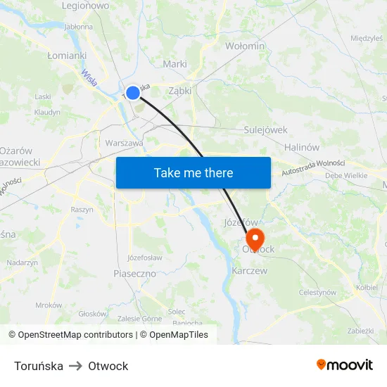 Toruńska to Otwock map