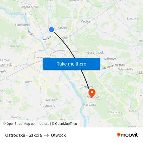 Ostródzka - Szkoła to Otwock map