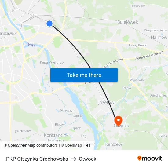 PKP Olszynka Grochowska to Otwock map