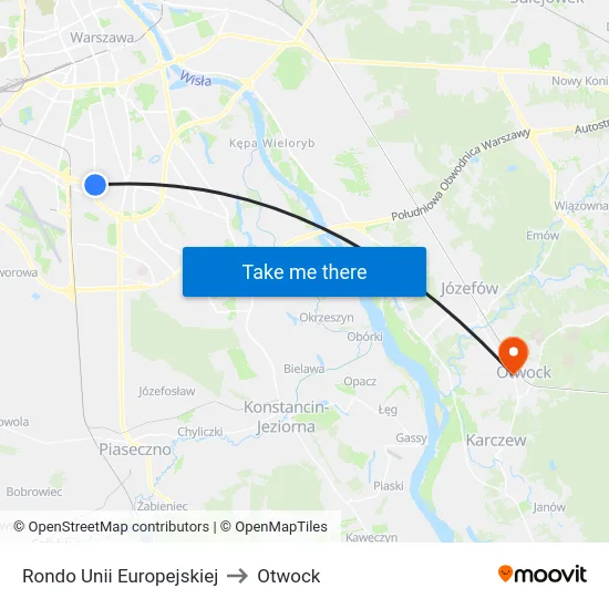 Rondo Unii Europejskiej to Otwock map