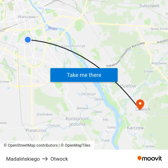 Madalińskiego to Otwock map