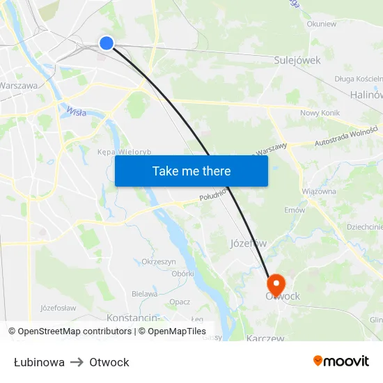 Łubinowa to Otwock map