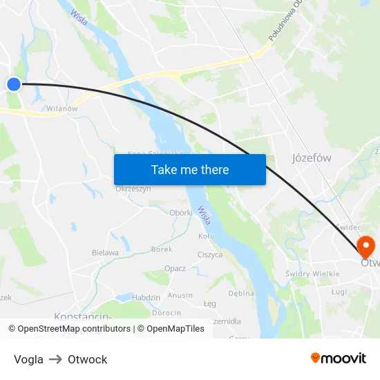 Vogla to Otwock map